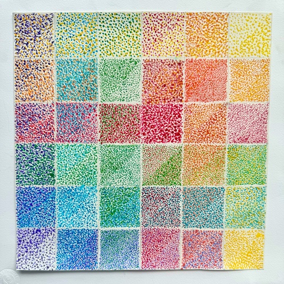 NEW Handmade Hand Crafted Original Art - Colorful Rainbow Colors Geometric Study - Picture 3 of 5